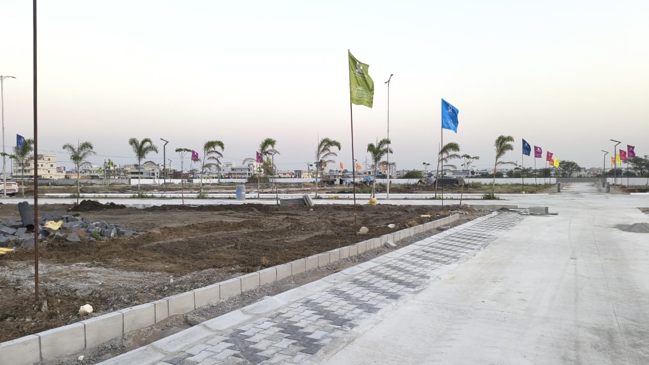 Site photo — flags on road