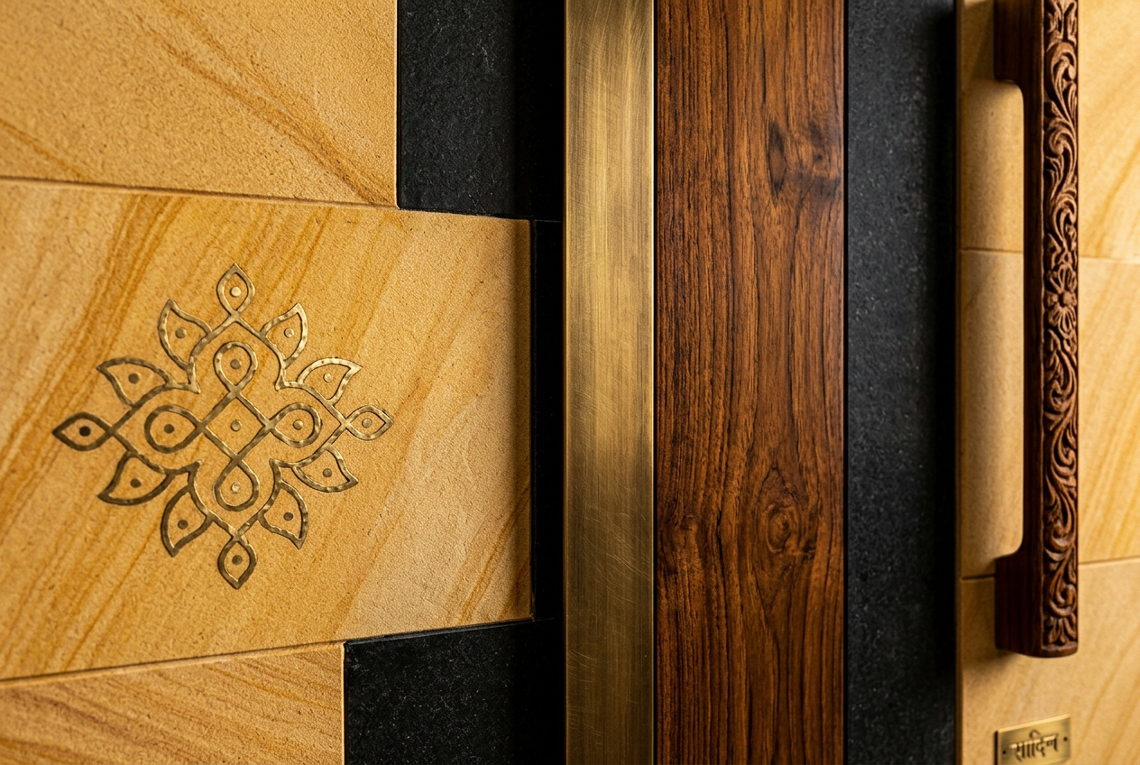 Marble and brass detail